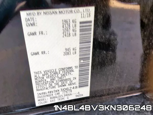 1N4BL4BV3KN306248 фото 2