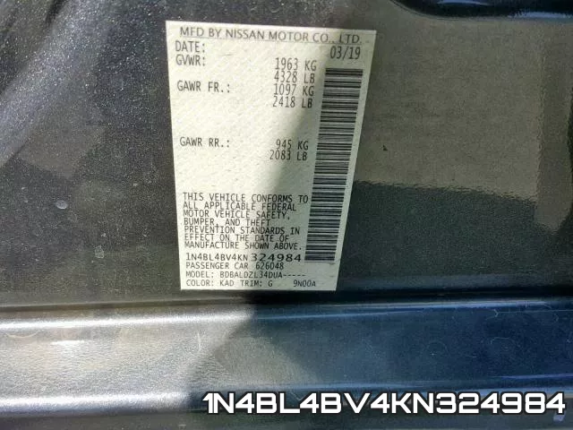 1N4BL4BV4KN324984 фото 2