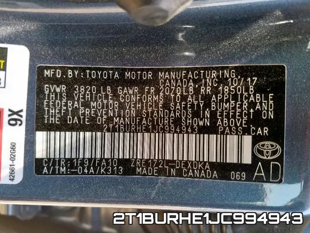 2T1BURHE1JC994943 фото 2