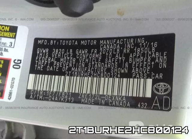 2T1BURHE2HC800124 фото 9