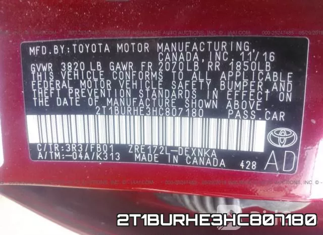2T1BURHE3HC807180 фото 10