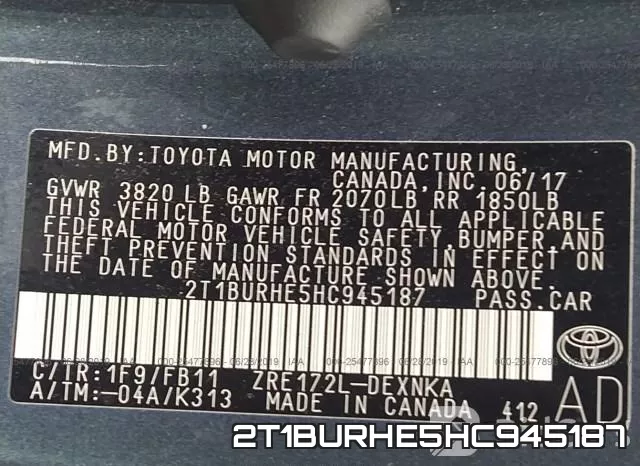 2T1BURHE5HC945187 фото 10
