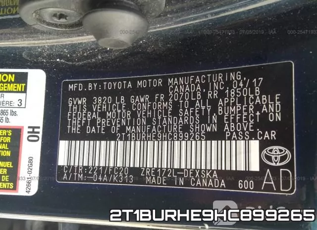 2T1BURHE9HC899265 фото 10