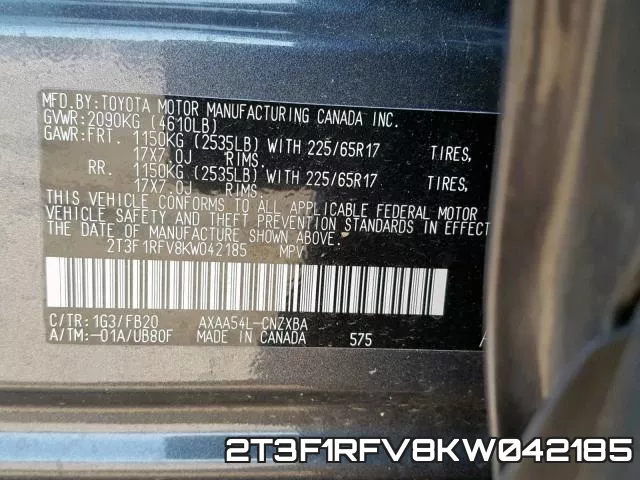 2T3F1RFV8KW042185 фото 2