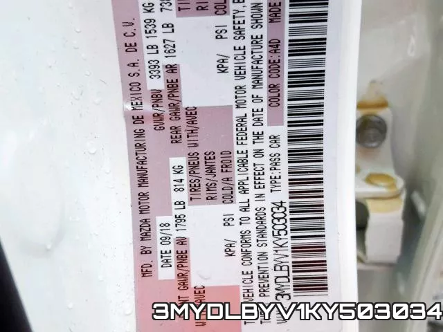 3MYDLBYV1KY503034 фото 2
