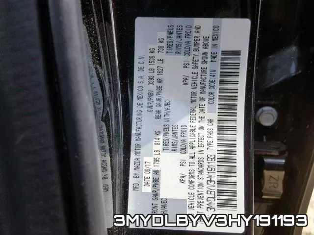 3MYDLBYV3HY191193 фото 2