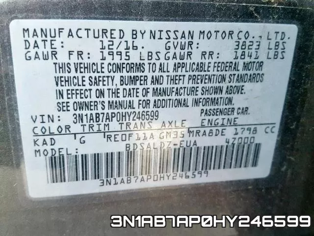 3N1AB7AP0HY246599 фото 2