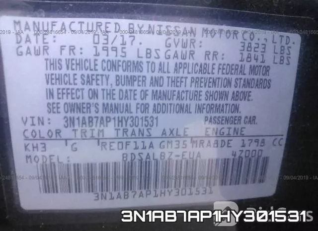3N1AB7AP1HY301531 фото 10