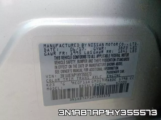 3N1AB7AP1HY355573 фото 2