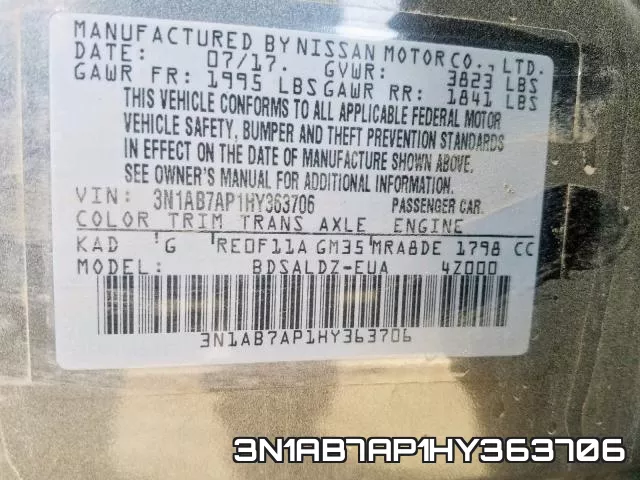 3N1AB7AP1HY363706 фото 2