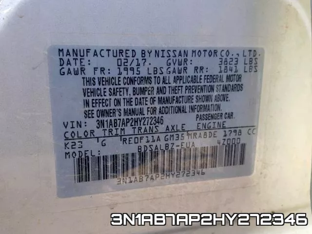 3N1AB7AP2HY272346 фото 2