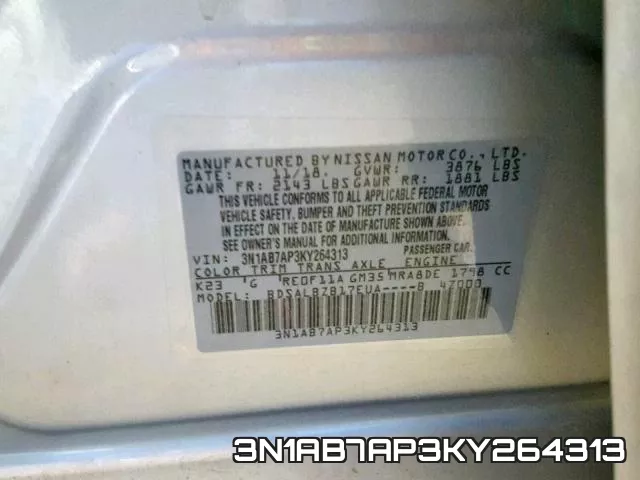 3N1AB7AP3KY264313 фото 2
