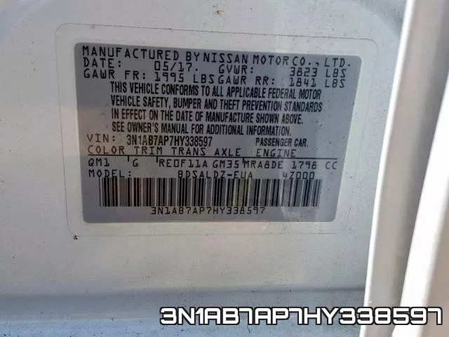 3N1AB7AP7HY338597 фото 2
