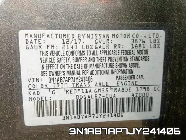 3N1AB7AP7JY241406 фото 2