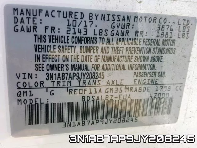 3N1AB7AP9JY208245 фото 2