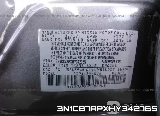 3N1CB7APXHY342765 фото 10
