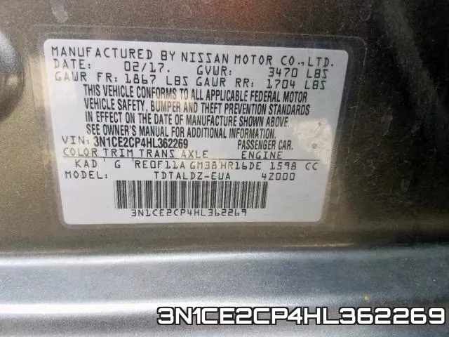 3N1CE2CP4HL362269 фото 2