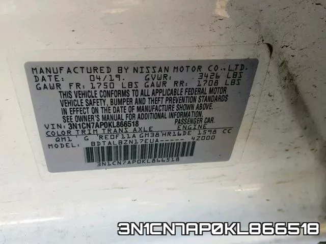 3N1CN7AP0KL866518 фото 2