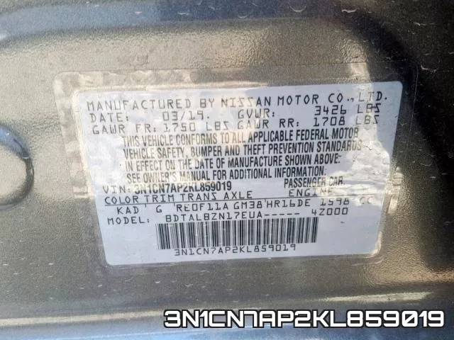 3N1CN7AP2KL859019 фото 2