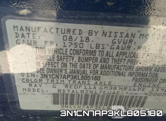 3N1CN7AP3KL805180 фото 9
