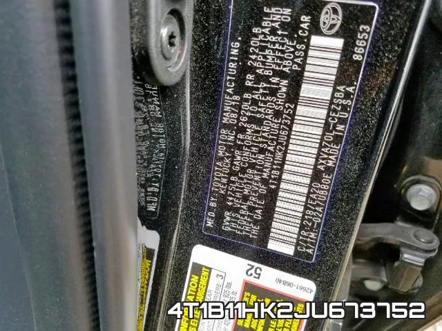 4T1B11HK2JU673752 фото 2