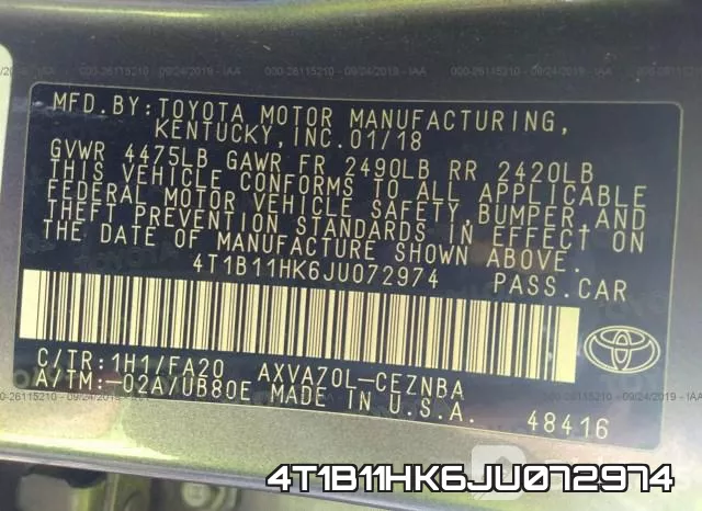 4T1B11HK6JU072974 фото 10