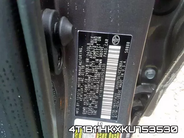 4T1B11HKXKU753530 фото 2
