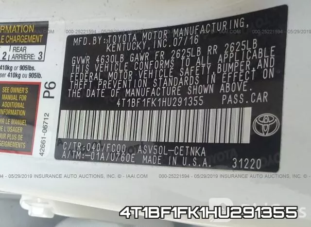 4T1BF1FK1HU291355 фото 10