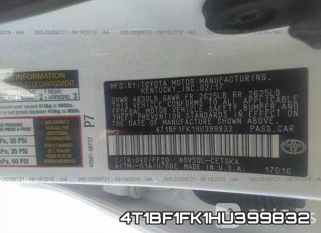 4T1BF1FK1HU399832 фото 10