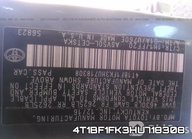 4T1BF1FK3HU718308 фото 10