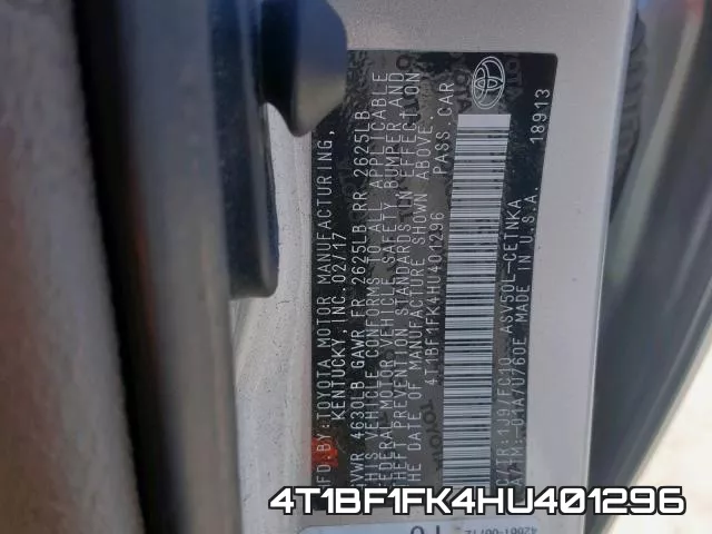 4T1BF1FK4HU401296 фото 2
