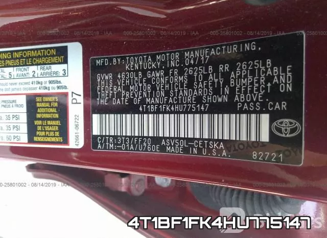 4T1BF1FK4HU775147 фото 10