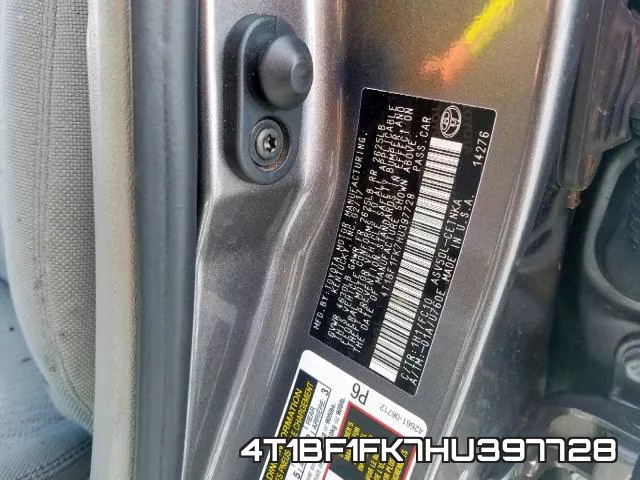 4T1BF1FK7HU397728 фото 2