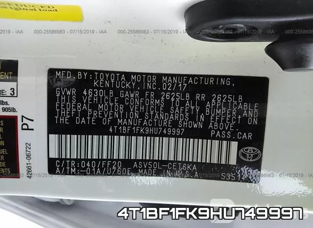 4T1BF1FK9HU749997 фото 10