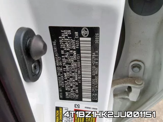 4T1BZ1HK2JU001151 фото 2