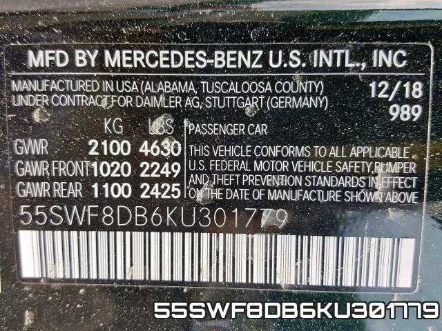 55SWF8DB6KU301779 фото 2