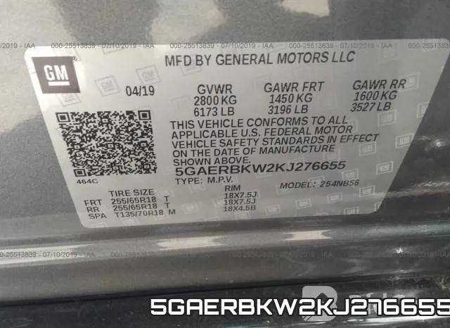 5GAERBKW2KJ276655 фото 10