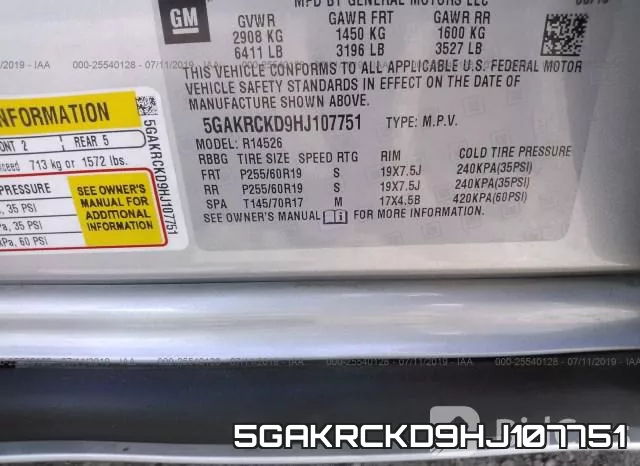 5GAKRCKD9HJ107751 фото 10