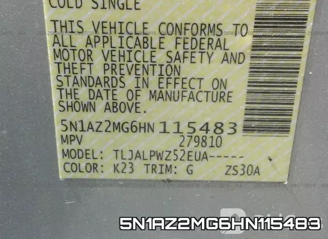5N1AZ2MG6HN115483 фото 10