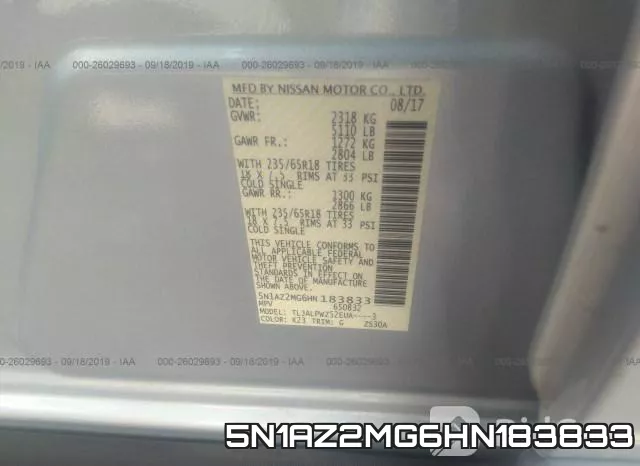 5N1AZ2MG6HN183833 фото 9