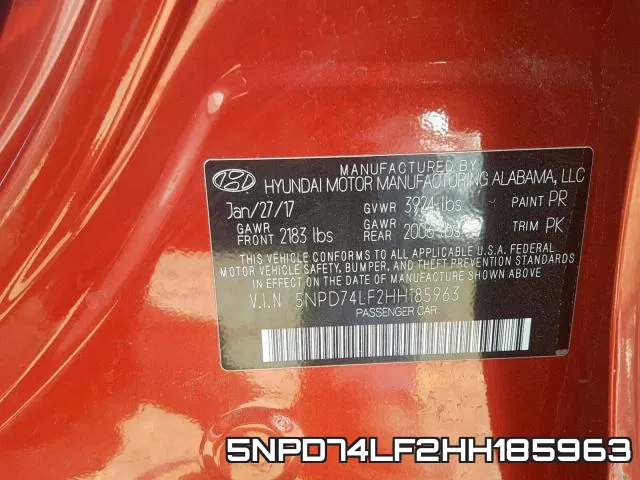5NPD74LF2HH185963 фото 2