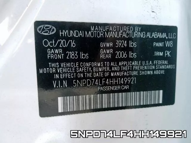 5NPD74LF4HH149921 фото 2