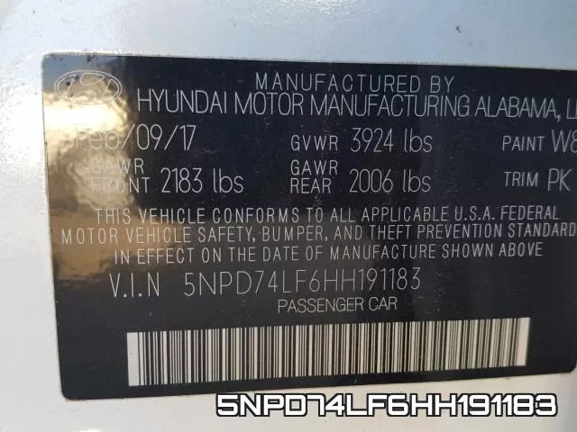 5NPD74LF6HH191183 фото 2