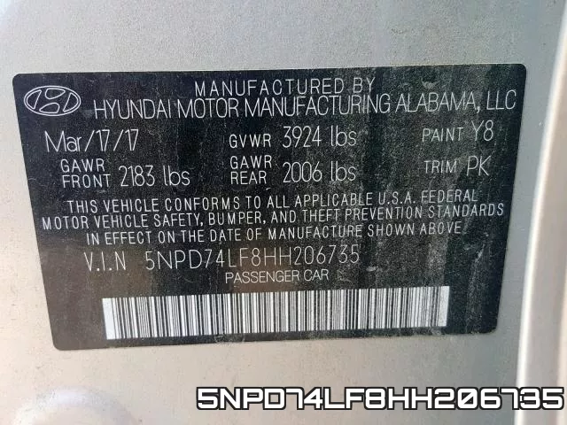 5NPD74LF8HH206735 фото 2