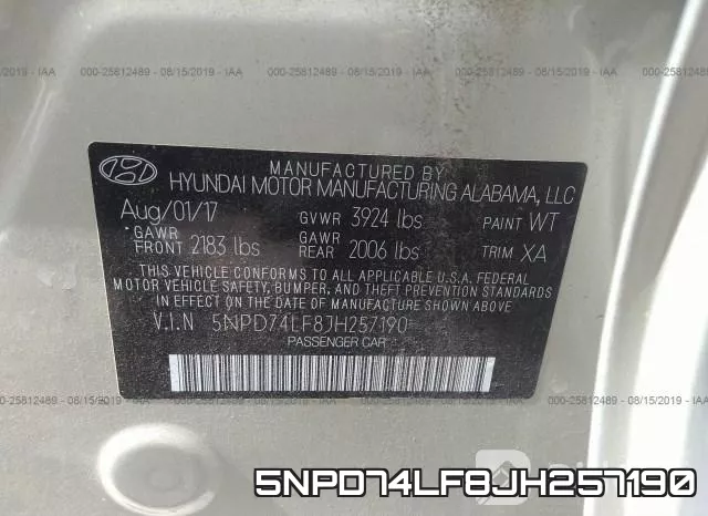 5NPD74LF8JH257190 фото 10