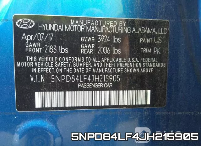 5NPD84LF4JH215905 фото 10