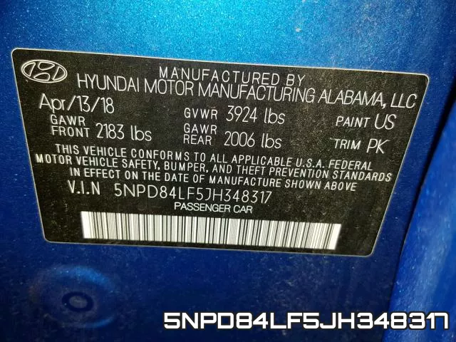 5NPD84LF5JH348317 фото 2