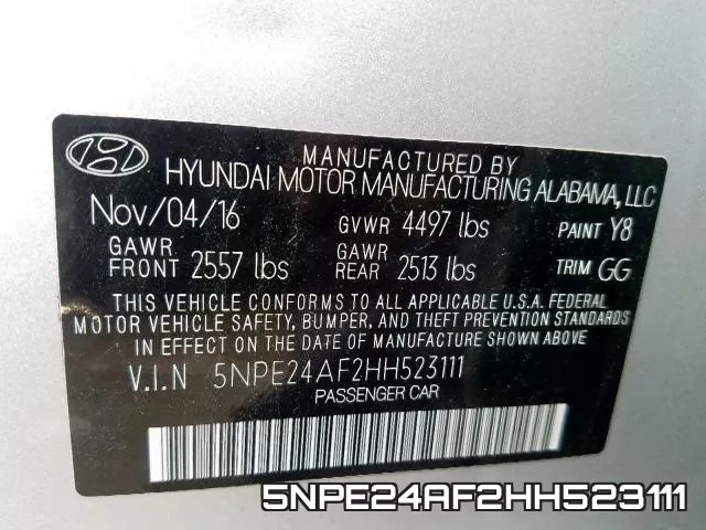 5NPE24AF2HH523111 фото 2