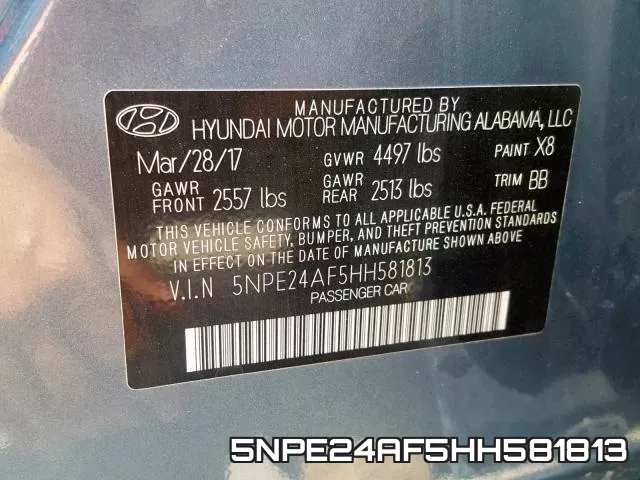 5NPE24AF5HH581813 фото 2