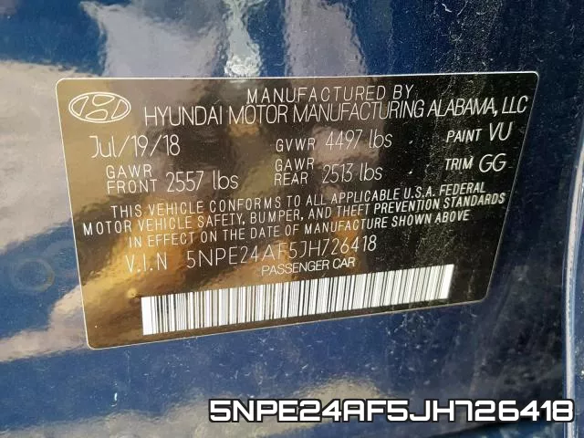 5NPE24AF5JH726418 фото 2